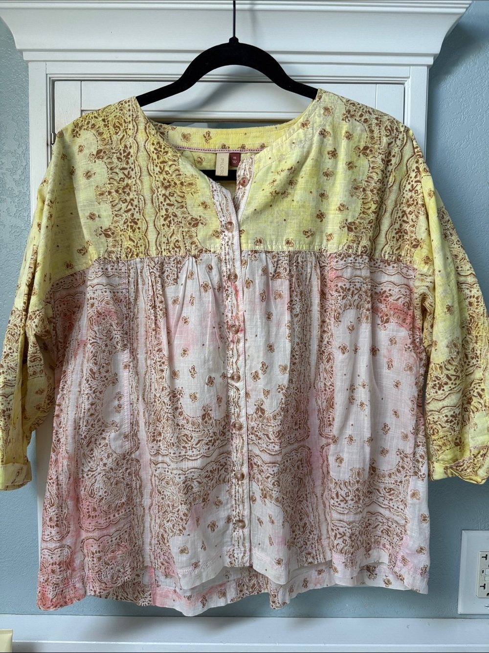 Anthropologie Pilcro The Tavi Batik Button Front Shirt - Size XS